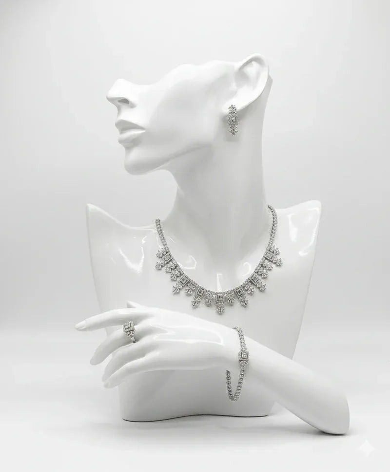 Floral Square Crystal Jewelry Set
